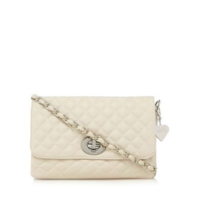 Light cream quilted clutch bag